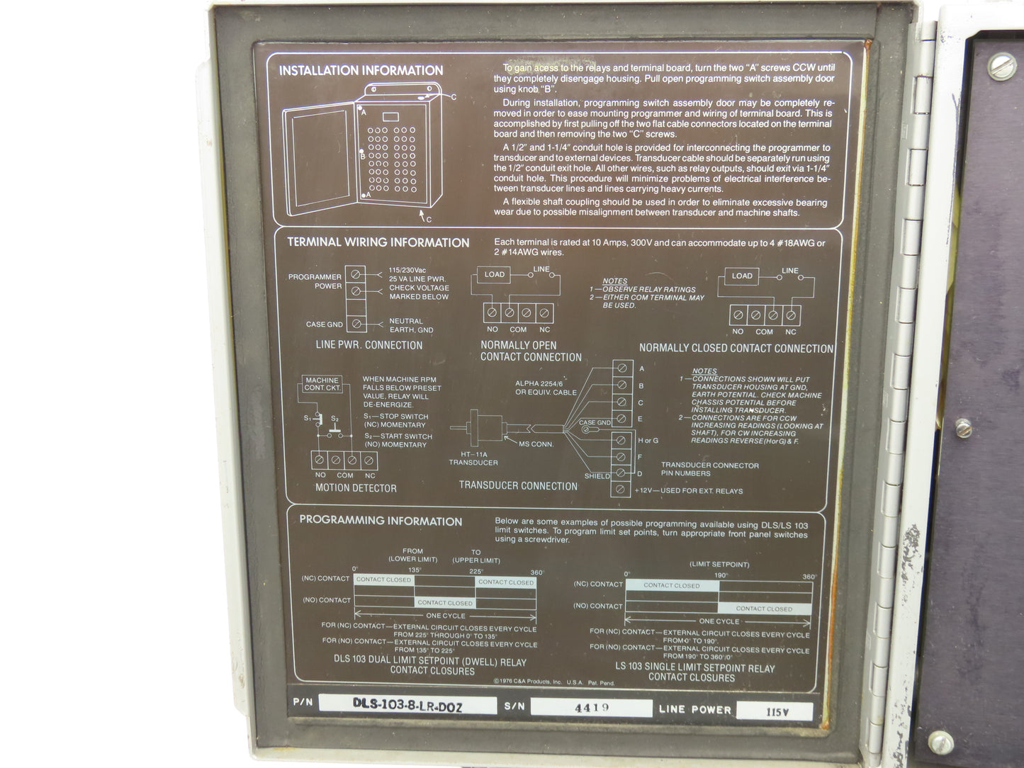 C&R Products DLS-103 Programmable Limit Switch 115VAC