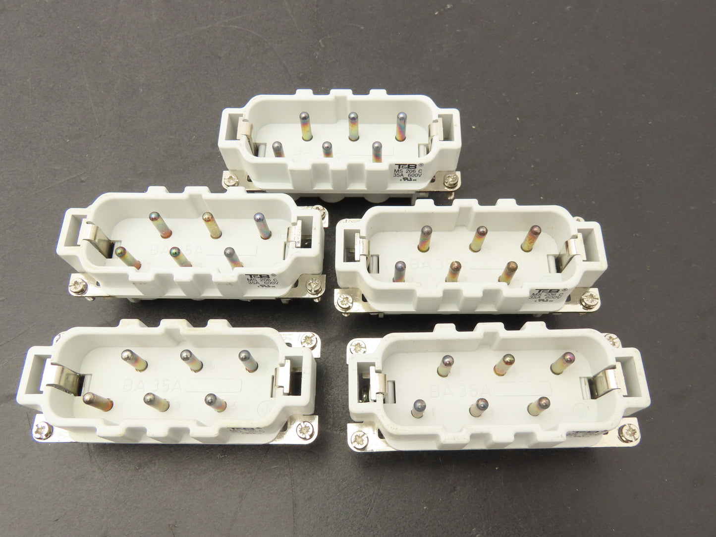 Thomas & Betts MS206C POS-E-KON Pin & Sleeve Male Plug Insert 35A 600V Lot of 5
