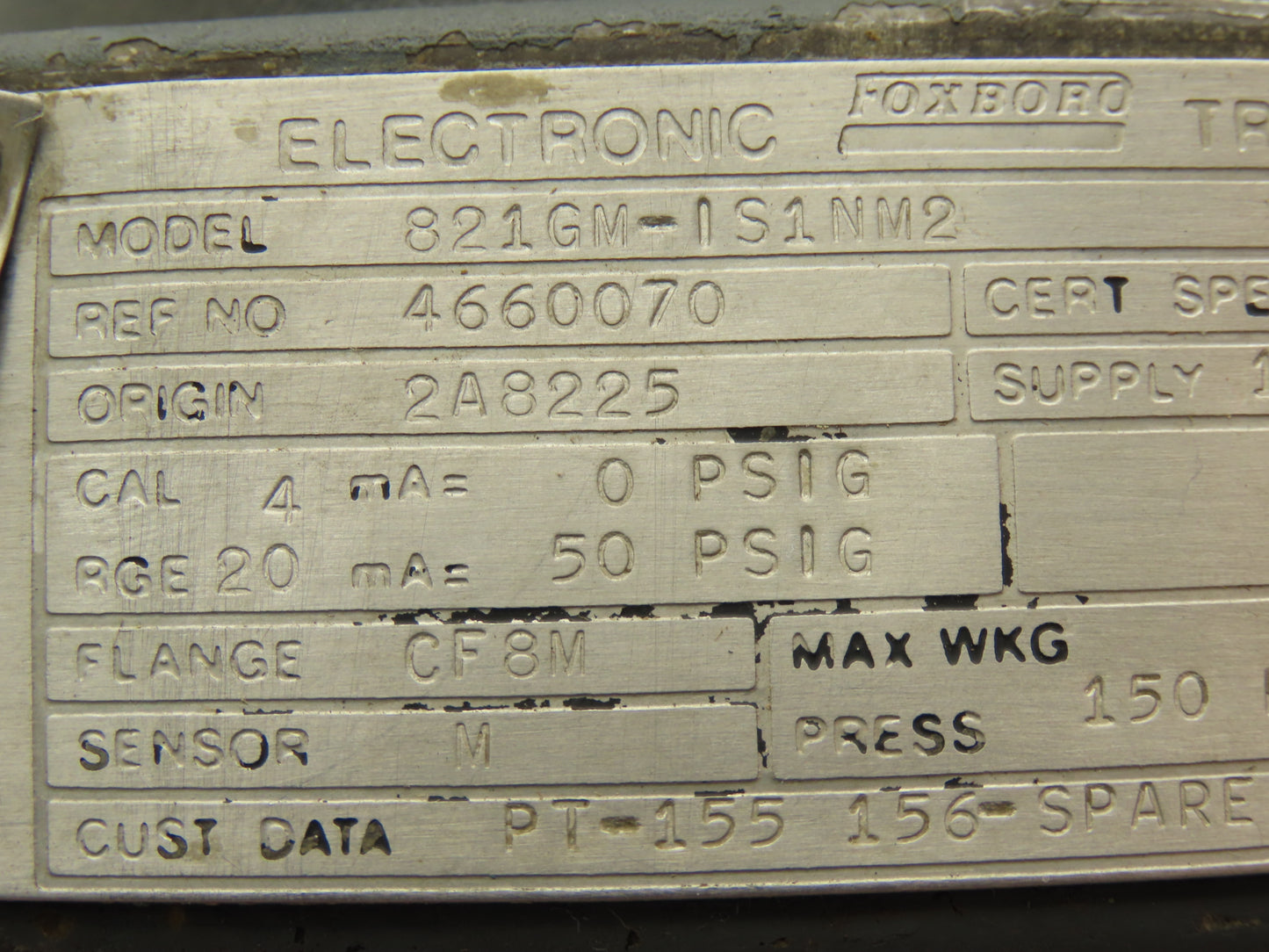 Foxboro 821GM-IS1NM2 Pressure Transmitter 1/2"NPT 12.5-65vdc