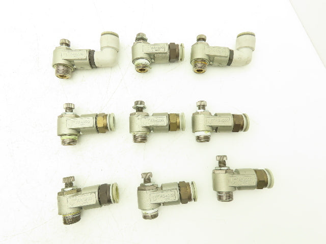 SMC AS4200 Flow Control Valve 1/2"Thread w/Push Fittings Lot of 9
