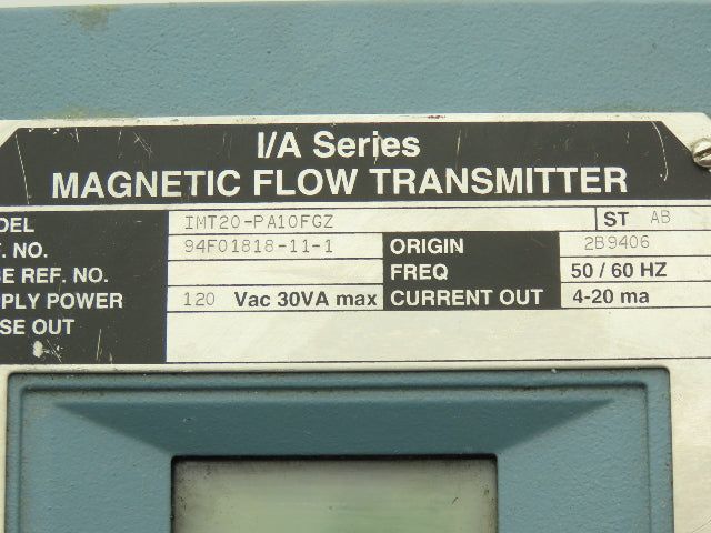 Foxboro IMT20-PA10FGZ Magnetic Flow Transmitter 120VAC I/A Series