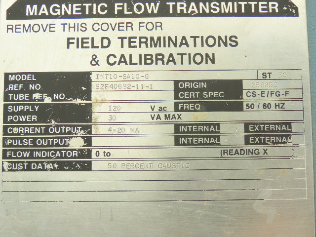 Foxboro IMT10-SA10-G Magnetic Flow Transmitter 120VAC I/A Series