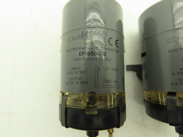 Johnson Controls EP-8000-2 Electro-Pneumatic Transducer 0-10vdc Input Lot of 2