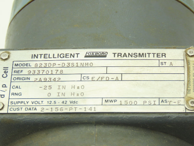 Foxboro 823DP-D3S1NM0 Intelligent Differential Pressure Transmitter 12.5-42vdc