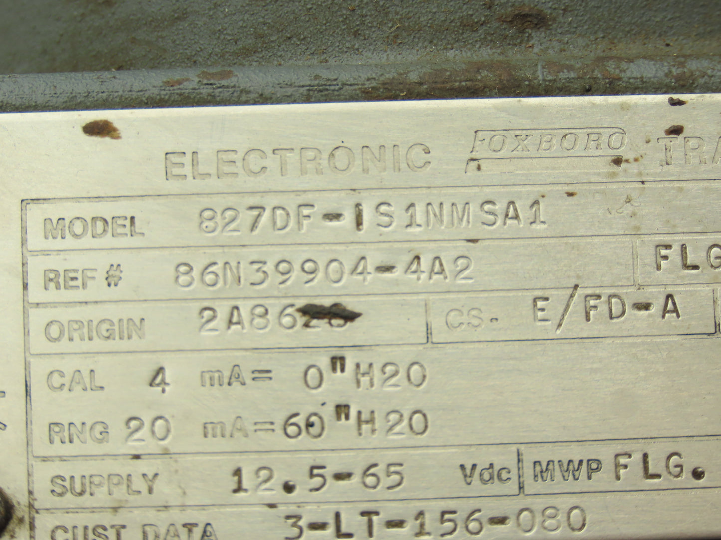 Foxboro 827DF-IS1NMSA1 Electronic Pressure Transmitter 12.5-65VDC 3" Flange