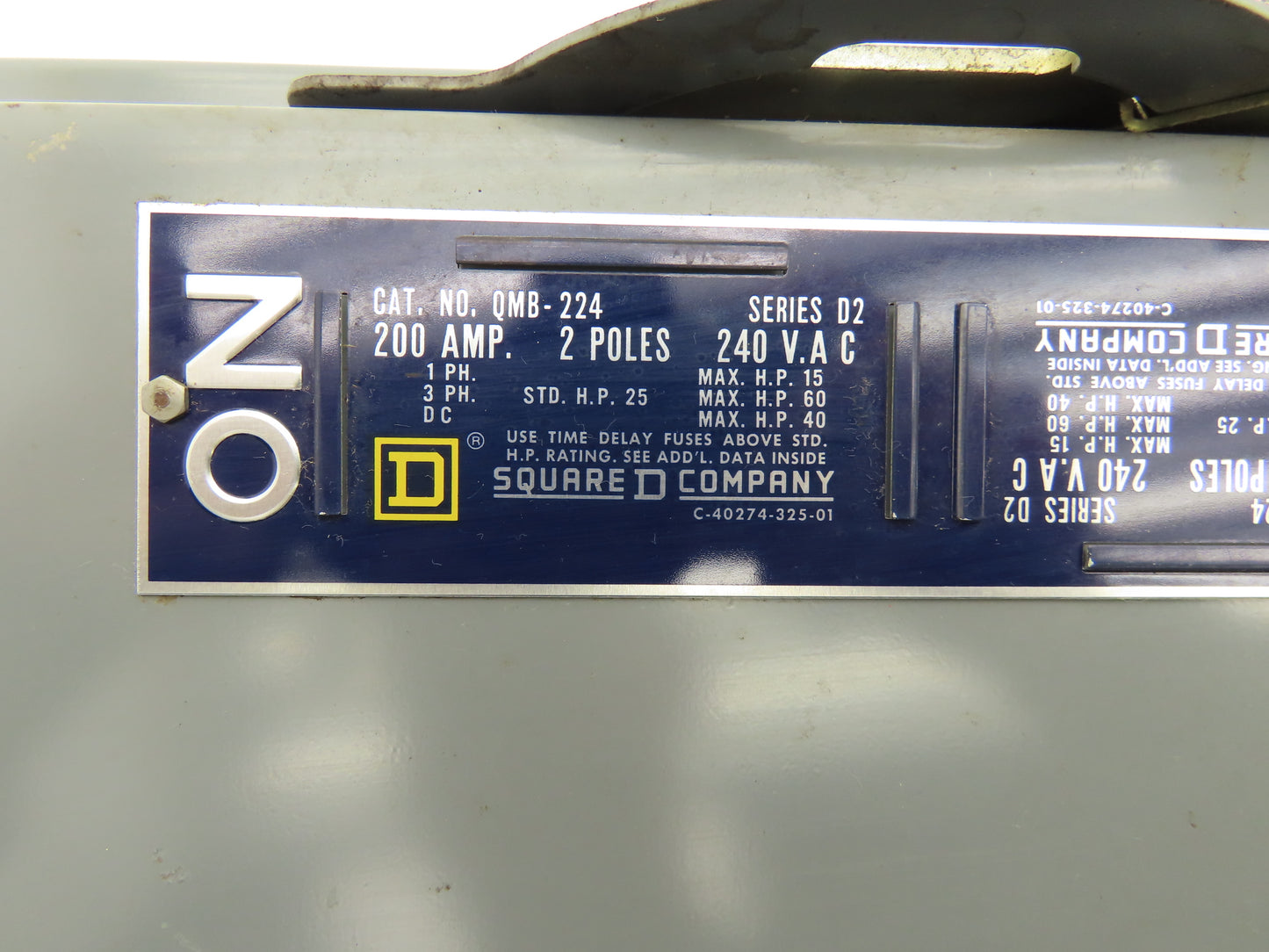 Square D QMB-224 Fusible Panelboard Bus Switch 200A 2-Pole 240VAC Series D2