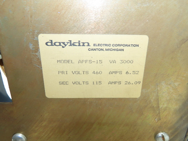 Daykin APFS-15 Transformer Disconnect 460V Primary 115V Secondary *READ*
