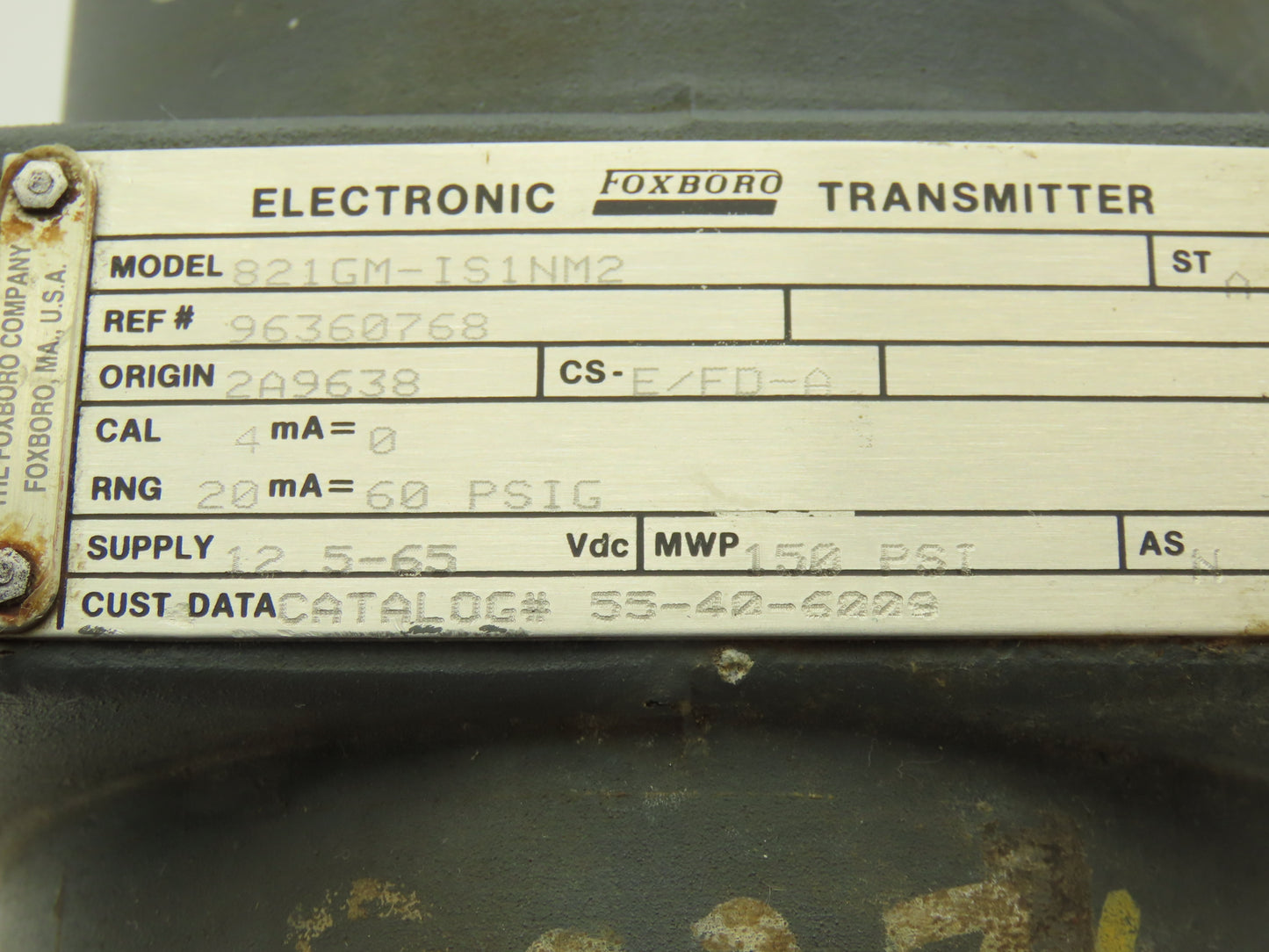 Foxboro 821GM-IS1NM2 Pressure Transmitter 1/2"NPT 12.5-65vdc