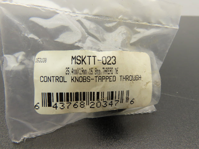 MSKTT-023 Knurled Knob 25.4mm x 19mm, 15.8mm M6 Thread Lot of 50