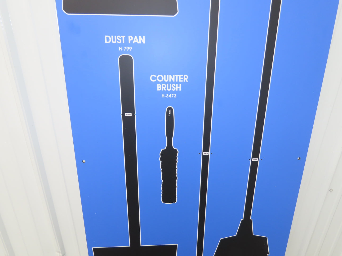 Uline H-8043BLU 5S Dry Zone Shadow Board Blue Broom Sweeper Janitorial
