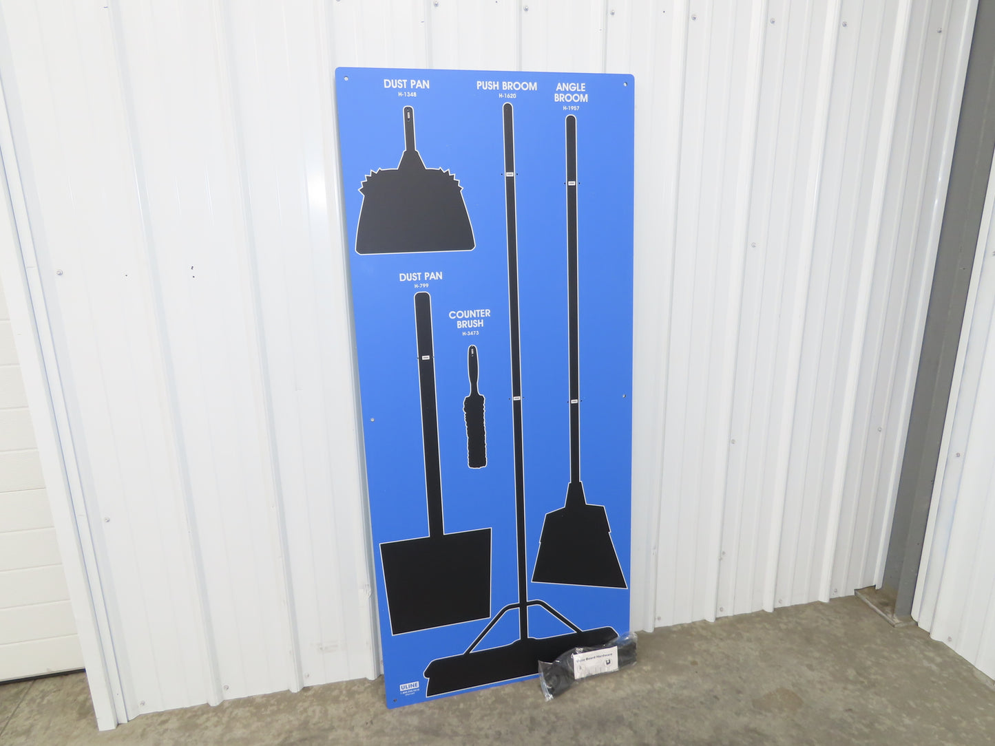 Uline H-8043BLU 5S Dry Zone Shadow Board Blue Broom Sweeper Janitorial