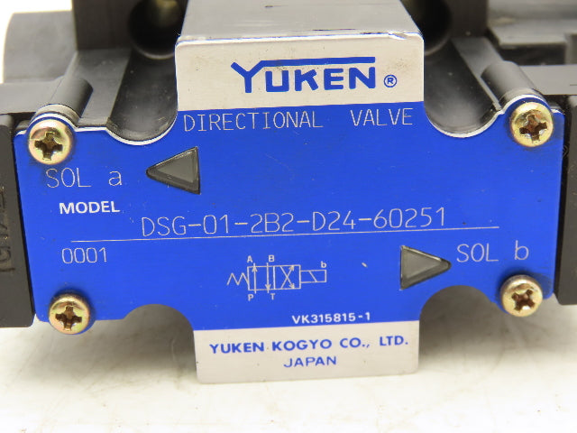 Yuken DSG-01-2B2-D24-60251 Hydraulic Directional Solenoid Valve 24VDC