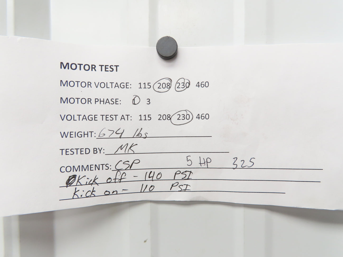 Quincy 325 Piston Air Compressor Pump 18CFM @ 175PSI 5Hp 230V 1Ph 80G Tank
