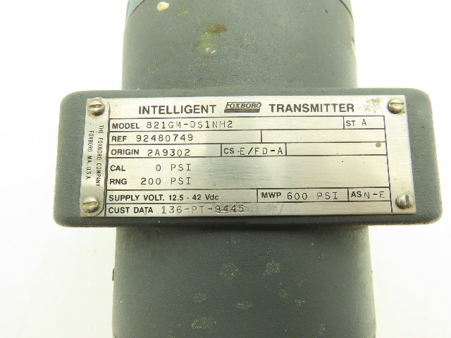 Foxboro 821GM-DS1NH2 Electronic Pressure Transmitter 12.5-42VDC 600PSI