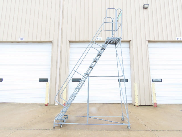 Cotterman Metal Rolling Ladder 12-Step 10'H Platform 24x7"Tread 162"H 32"W 450Lb