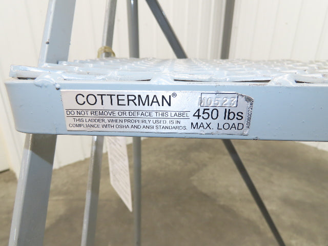 Cotterman Metal Rolling Ladder 5-Step 50"H Platform 24x7"Tread 80"H 30"W 450Lb