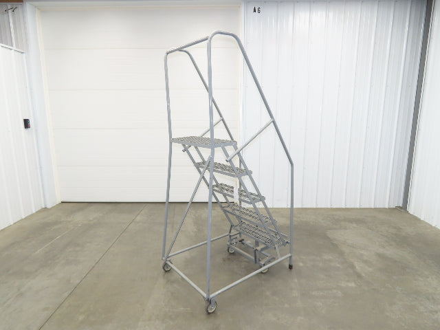 Cotterman Metal Rolling Ladder 5-Step 50"H Platform 24x7"Tread 80"H 30"W 450Lb
