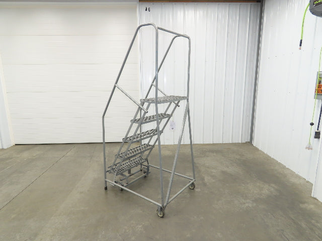 Cotterman Metal Rolling Ladder 5-Step 50"H Platform 24x7"Tread 80"H 30"W 450Lb