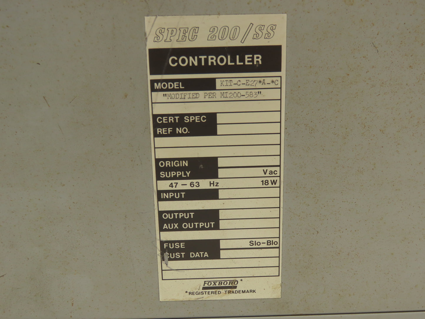 Foxboro E27AM-SA-L+EA4 Spec 200/SS Manual Gauge Controller 2AX+EA4