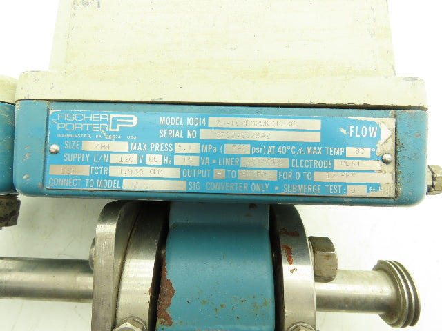 Fischer Porter 10D14 76AH02PM29KD11CC Magnetic Flow Meter Flow Tube 740PSI 120V