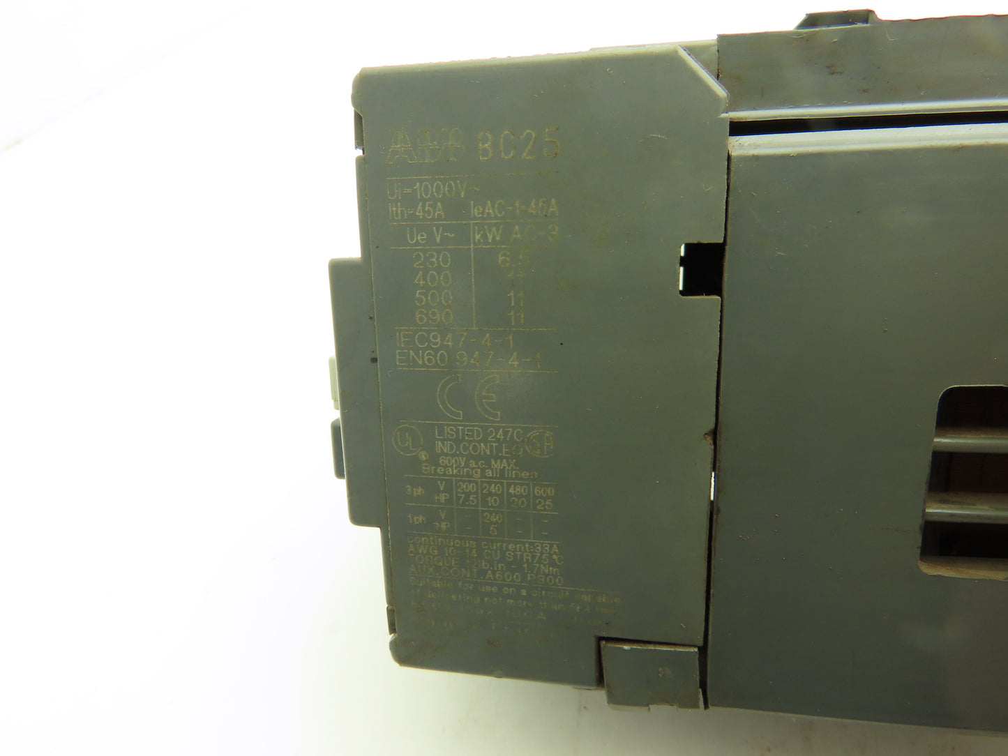 ABB BC25 Contactor 24VDC 45A 3PH Lot Of 7