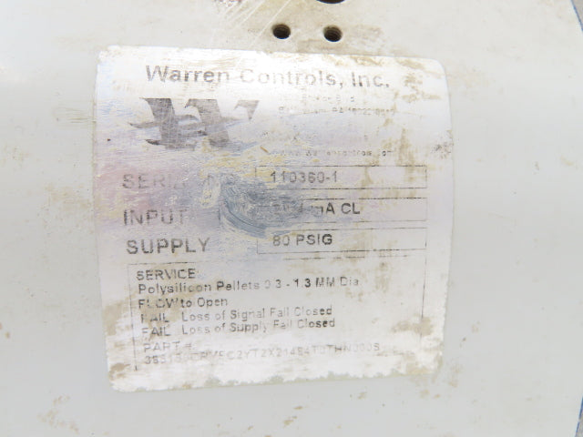 Warren Controls 1.5" CW-12MW Ball Valve Flanged w/Pneumatic Actuator