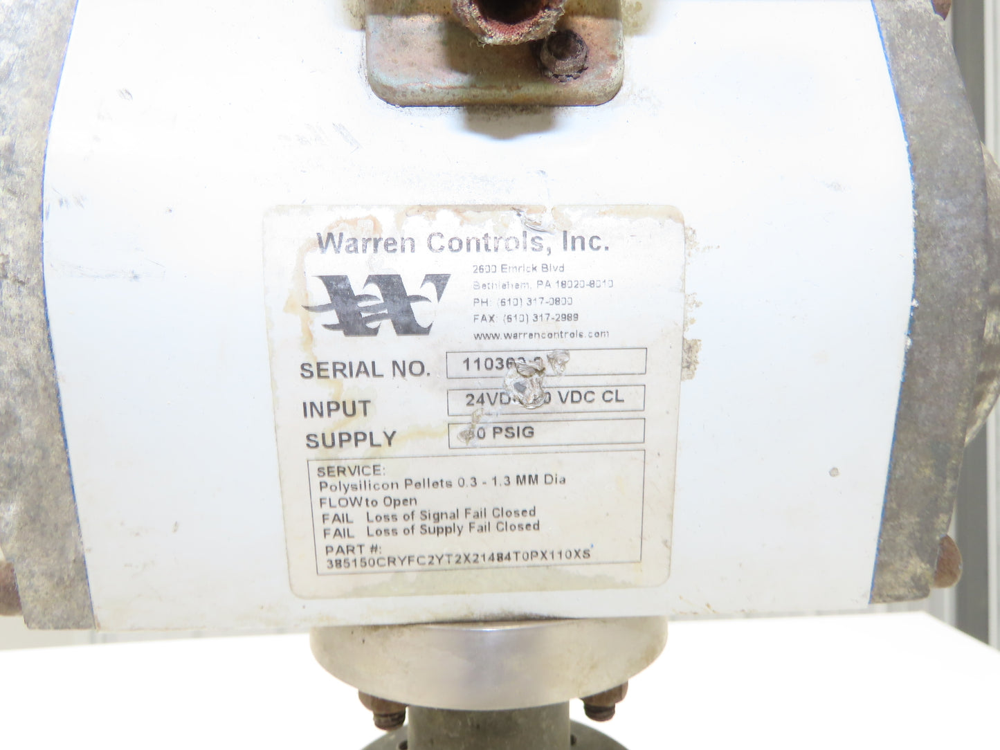 Warren Controls 1.5" CW-12MW Ball Valve Flanged w/Pneumatic Actuator