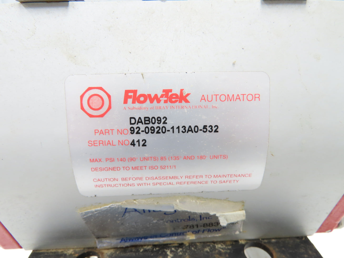 FlowTek 4-150 4" Stainless Ball Valve & Pneumatic Actuator Assembly DAB092