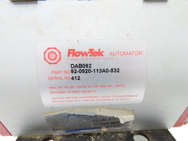 FlowTek 4-150 4" Stainless Ball Valve & Pneumatic Actuator Assembly DAB092