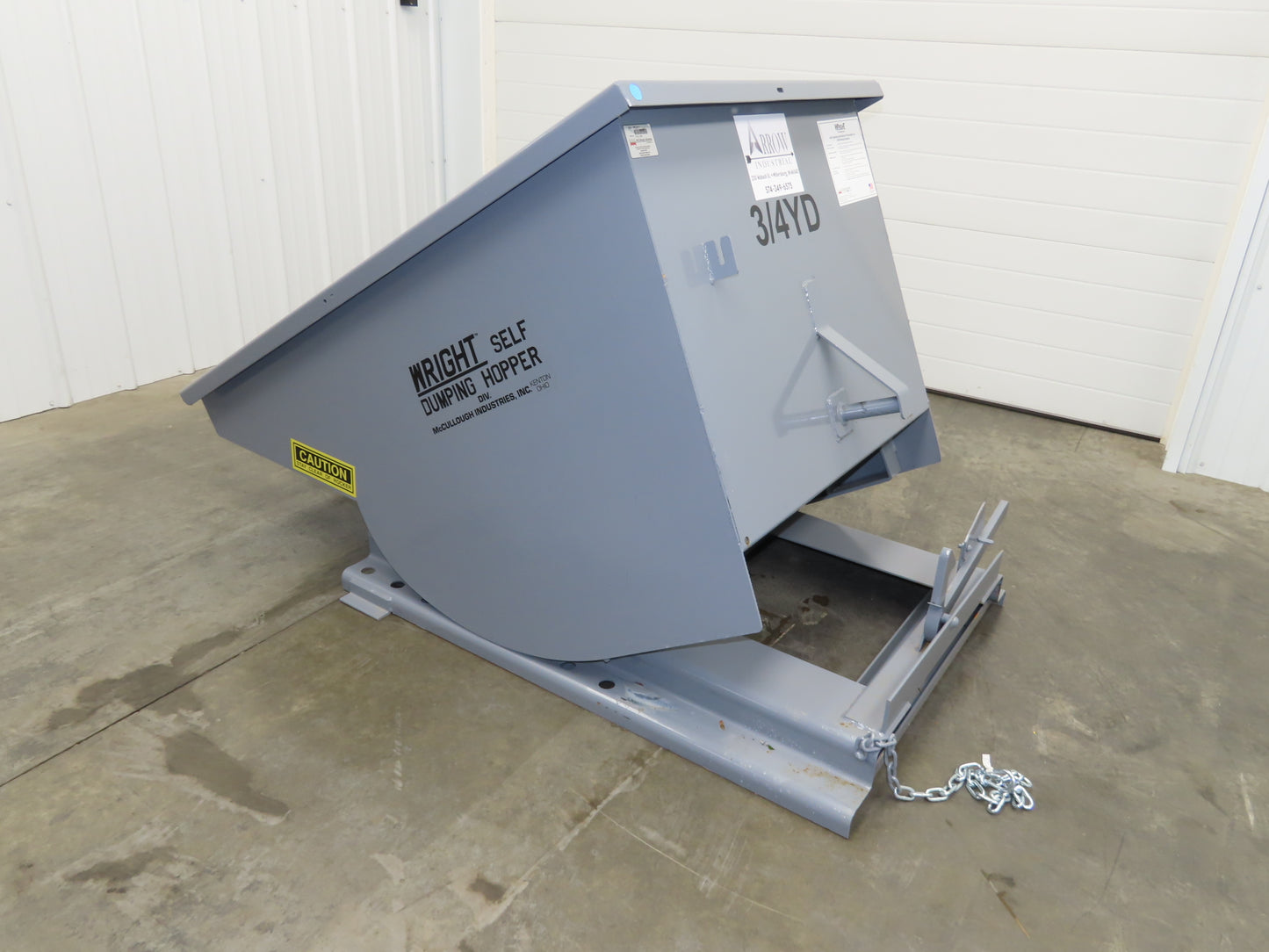 Wright 75555-GRY 3/4 YD Self Dumping Hopper 4000lbs Trash Recycling 10 Gauge Bin