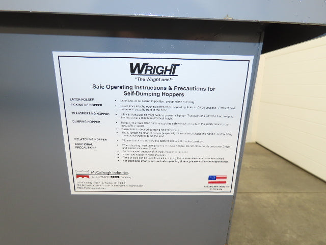 Wright 75555-GRY 3/4 YD Self Dumping Hopper 4000lbs Trash Recycling 10 Gauge Bin