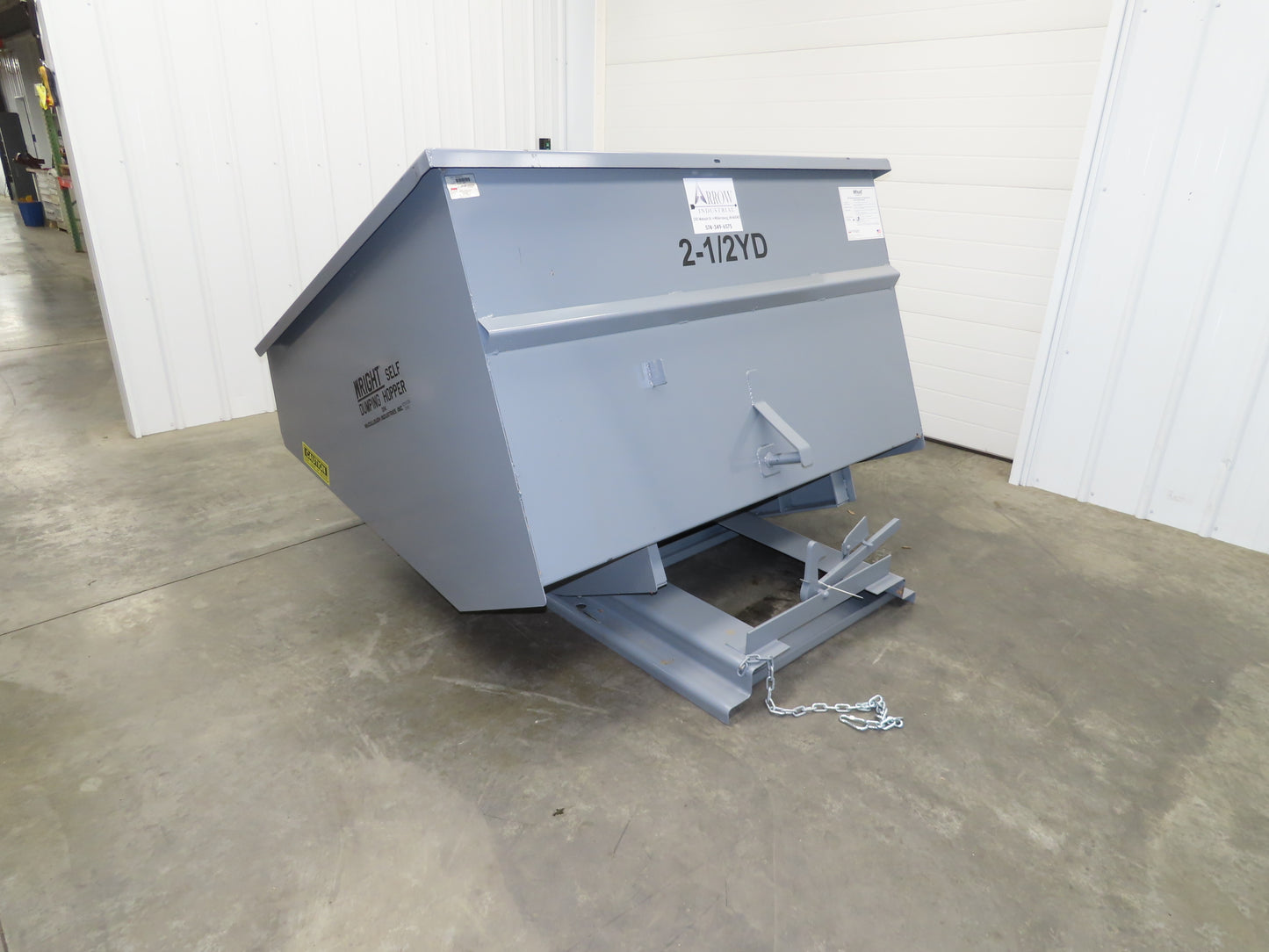 Wright 26099-GRY 2-1/2 YD Self Dumping Hopper 4000lbs Trash Recycle 10 Gauge Bin