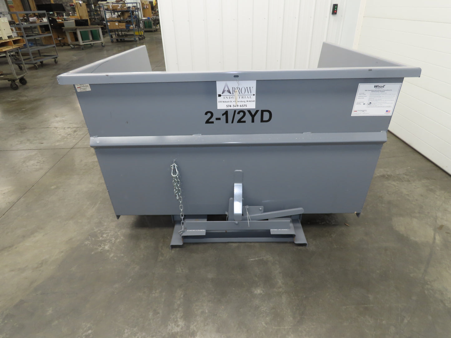 Wright 26099-GRY 2-1/2 YD Self Dumping Hopper 4000lbs Trash Recycle 10 Gauge Bin
