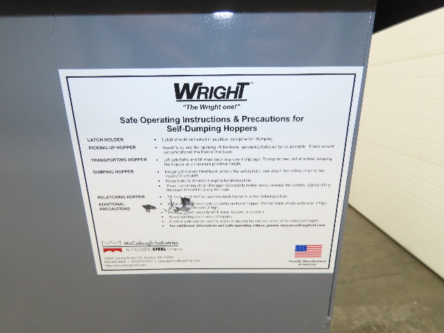 Wright 26099-GRY 2-1/2 YD Self Dumping Hopper 4000lbs Trash Recycle 10 Gauge Bin