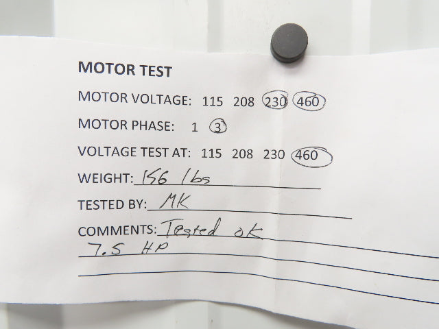 MagneTek Type TBEF Electric Motor 7.5Hp 1745 RPM 230/460VAC 3PH 213T Frame