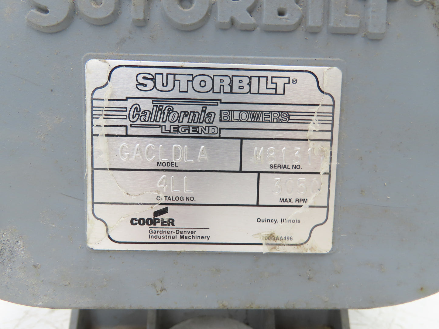Sutorbilt Legend GACLDLA 4LL 3" Positive Displacement Vacuum Blower 3050rpm