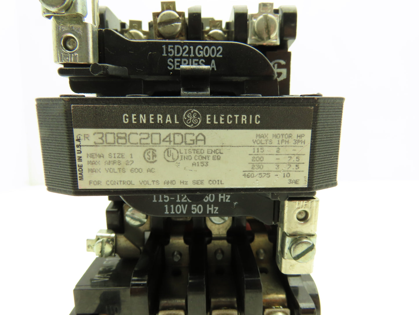 General Electric 308C204DGA Contactor Motor Starter 120V Coil 10Hp 3PH 600V