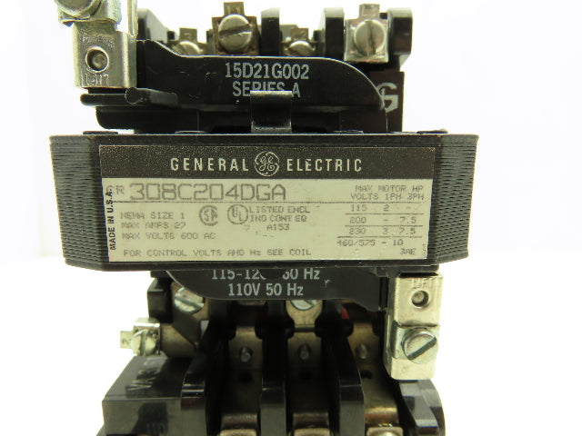 General Electric 308C204DGA Contactor Motor Starter 120V Coil 10Hp 3PH 600V