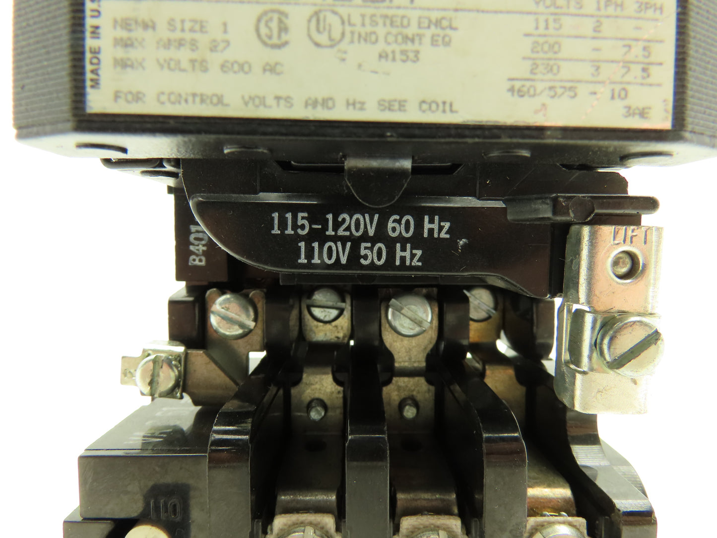 General Electric 308C204DGA Contactor Motor Starter 120V Coil 10Hp 3PH 600V