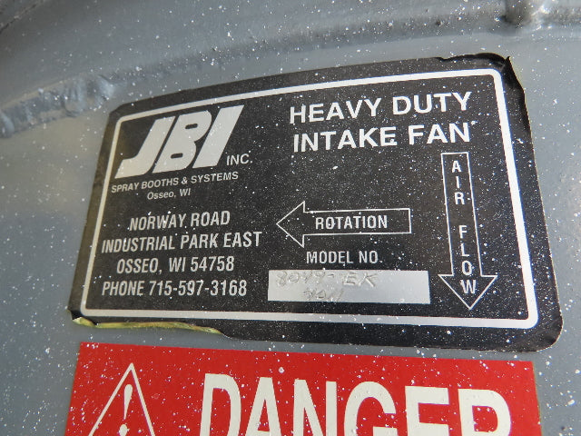 JBI 8049-EK Tubeaxial Fan 34" Belt Drive 5 Hp Motor 230/460V Intake 6 Blade
