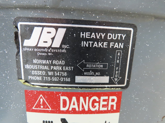 JBI 8049-EK Tubeaxial Fan 34" Belt Drive 5 Hp Motor 230/460V Intake 6 Blade