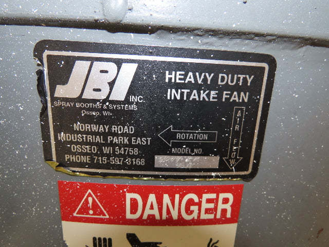 JBI 8049-EK Tubeaxial Fan 34" Belt Drive 5 Hp Motor 230/460V Intake 6 Blade
