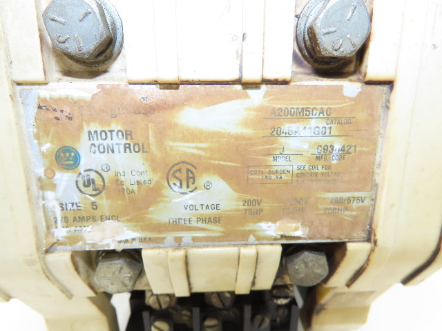 Westinghouse 2045A41G01 AC Motor Starter Contactor 200Hp 600V 3Ph 120V Coil