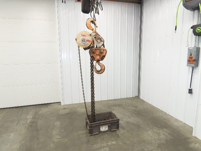 Coffing Porta-Hoist 12 Ton Manual Chain Fall Hand Hoist 14' 6" Lift 24000Lb