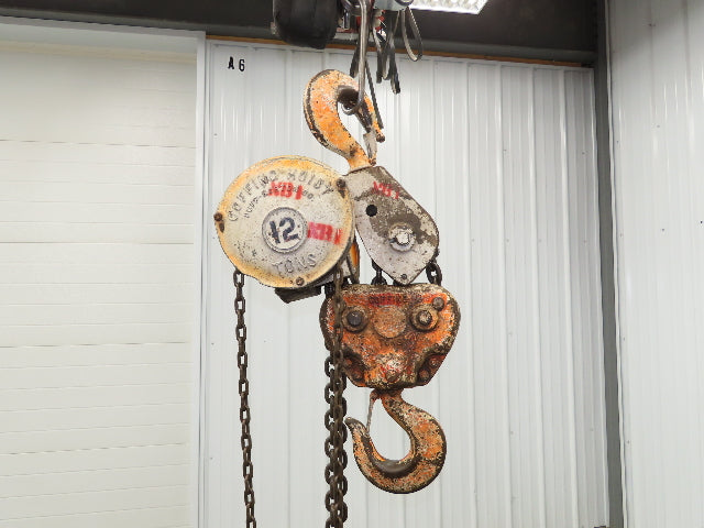 Coffing Porta-Hoist 12 Ton Manual Chain Fall Hand Hoist 14' 6" Lift 24000Lb