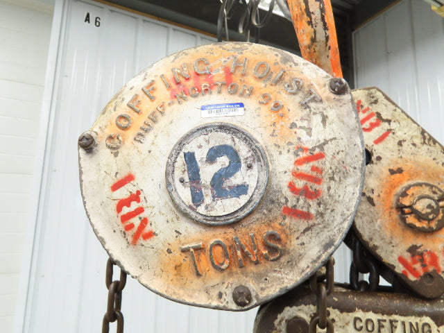Coffing Porta-Hoist 12 Ton Manual Chain Fall Hand Hoist 9' 6" Lift 24000Lb
