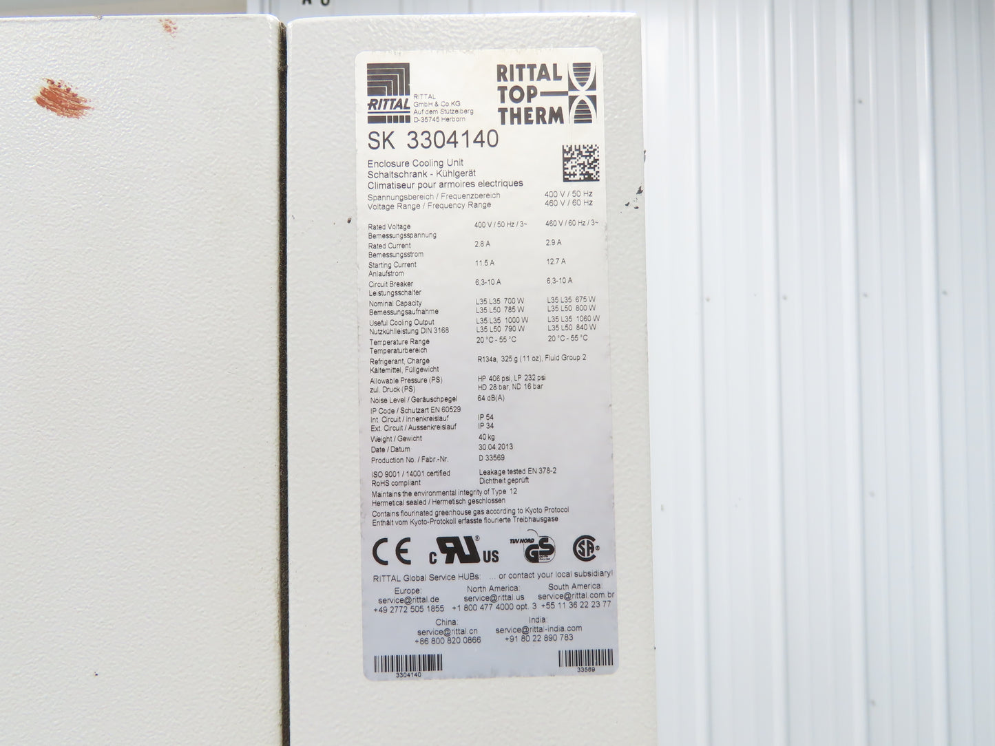 Rittal SK3304.140 Top Therm Electrical Enclosure Air Conditioner 1060W 480V