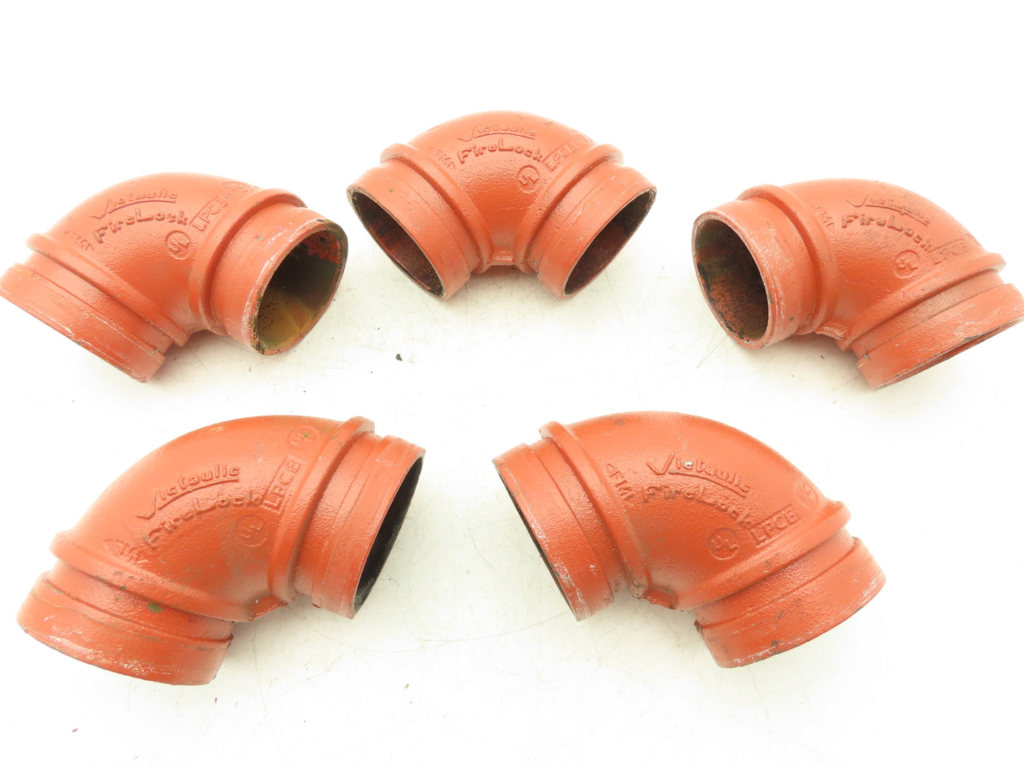 Victaulic No.001 Firelock 2-1/2" Grooved Pipe Fitting 90° Short Elbow Lot of 5