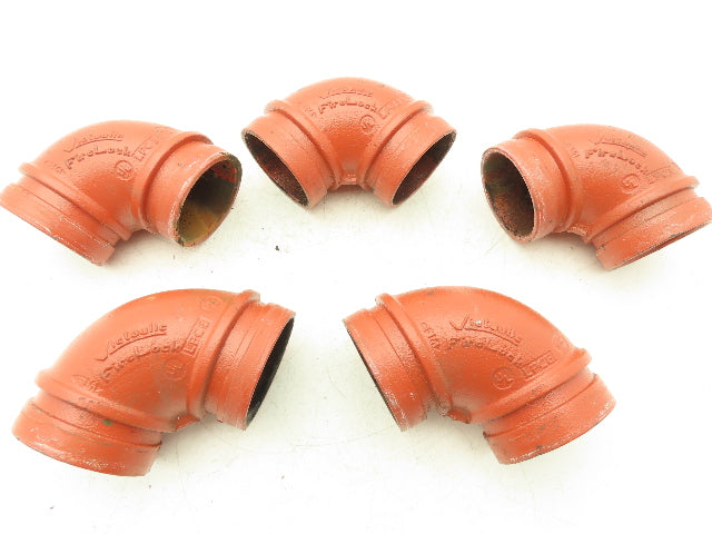 Victaulic No.001 Firelock 2-1/2" Grooved Pipe Fitting 90° Short Elbow Lot of 5