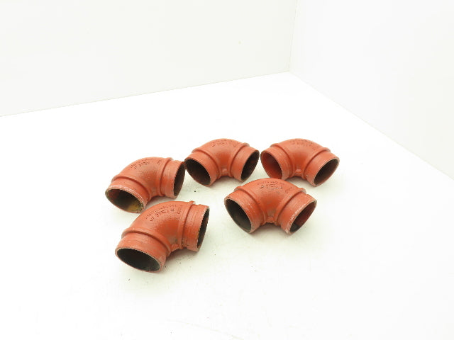 Victaulic No.001 Firelock 2-1/2" Grooved Pipe Fitting 90° Short Elbow Lot of 5